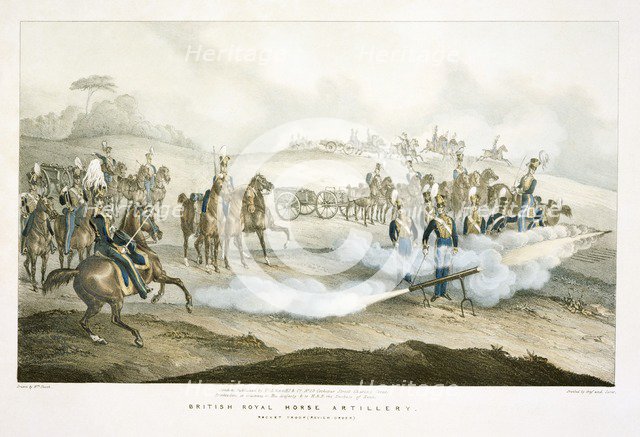 British Royal Horse Artillery rocket troop, 19th century. Artist: Unknown.
