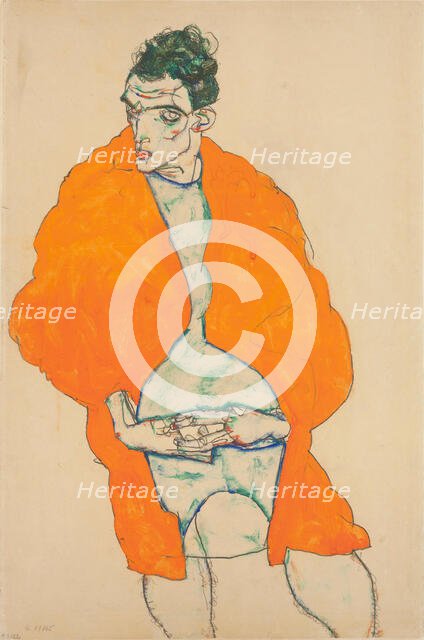 Standing Male Figure (Self-Portrait) , 1914. Creator: Schiele, Egon (1890-1918).