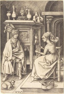 The Visit to the Spinner, c. 1495/1503. Creator: Israhel van Meckenem.