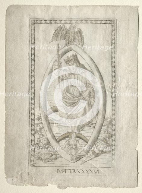 Jupiter (from the Tarocchi, series A: Firmaments of the Universe, #46), before 1467. Creator: Master of the E-Series Tarocchi (Italian, 15th century).