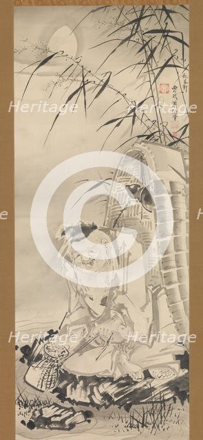 Tokaibo with a Fishing Basket, ca. 1768. Creator: Soga Shohaku.