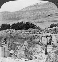 Steps leading to Jacob's well, looking northwest, Palestine (Israel), 1905.Artist: Underwood & Underwood