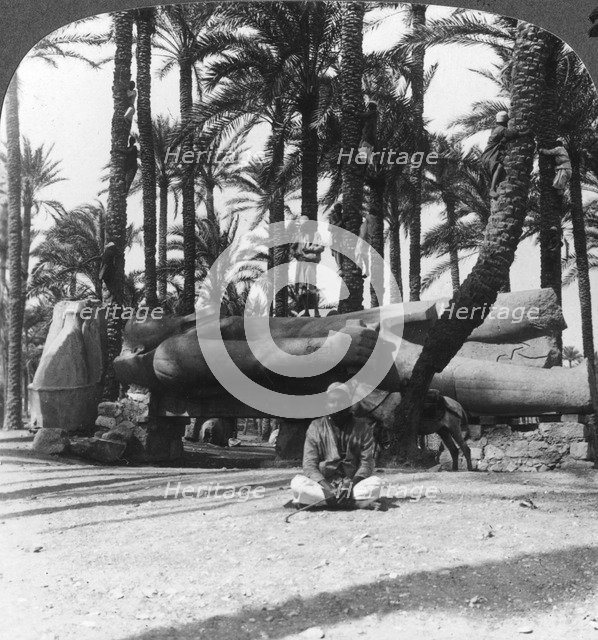 'Statue of Ramses II, an embellishment of his temple at Memphis, Egypt', 1905.Artist: Underwood & Underwood