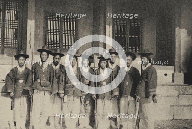 The special skills force known as Gyoryeonbyeongdae or Waepyeolgi, Korea's first modern..., 1880s. Creator: Anonymous.