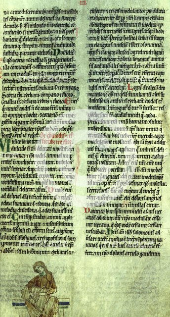 Irish harp player and text, after c1170. Creator: Unknown.