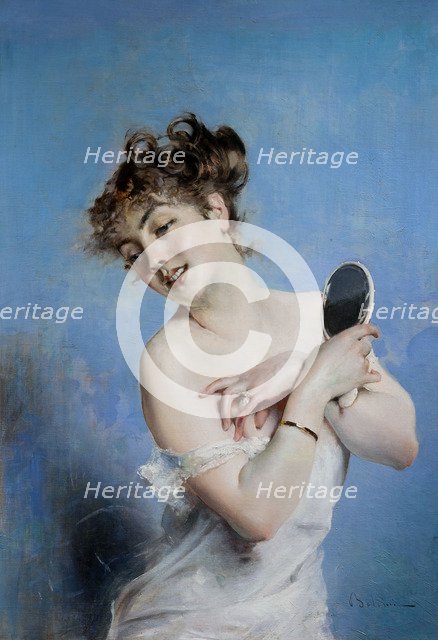 La Toilette (Young Woman in Déshabillé with a Mirror), c. 1880.