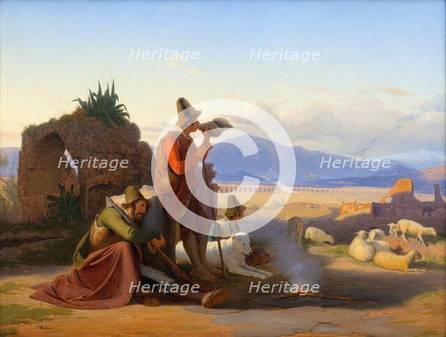 Shepherds in the Roman Campagna, 1835. Creator: Jorgen Sonne.