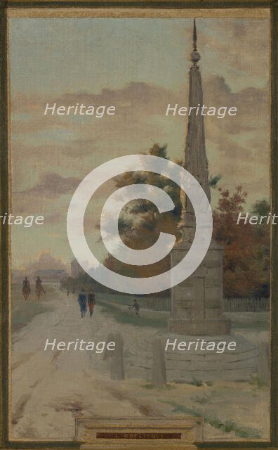 Sketch for the town hall of Vincennes: the chapel, keep, obelisk, the manoeuvring area..., 1898. Creator: Maurice Chabas.