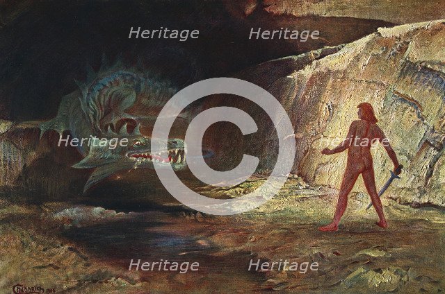 'Siegfried and Fafner', 1906. Artist: Unknown