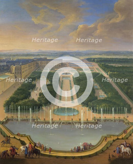 View of the Palace of Versailles from the Dragon Fountain and Neptune Fountain, um 1700. Creator: Martin, Jean-Baptiste (1659-1735).
