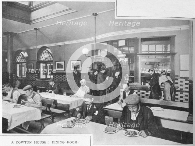 Dining room in a Rowton House, Hammersmith, London, c1902 (1903). Artist: Unknown.