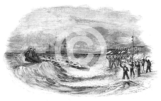 Landing the Abstract Express, at low water, 1844. Creator: Unknown.