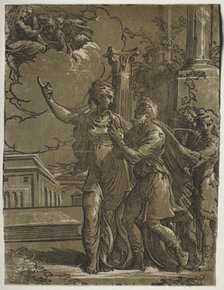 Tiburtine Sibyl and the Emperor Augustus, c. 1527-1530/31. Creator: Parmigianino (Italian, 1503-1540).