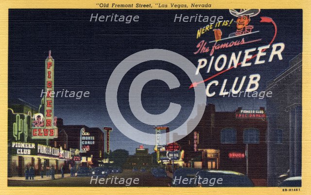 'Old Fremont Street, Las Vegas, Nevada', postcard, 1948. Artist: Unknown