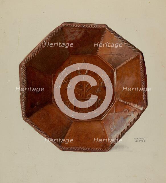 Pa. German Octagonal Dish, c. 1936. Creator: Frances Lichten.