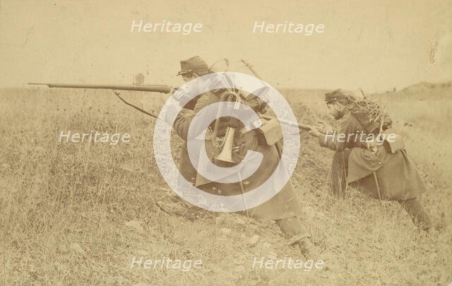 Soldier with Rifle and Bugle, 1880s-90s. Creator: Unknown.