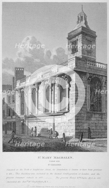 Church of St Mary Magdalen, Old Fish Street, City of London, 1812. Artist: Joseph Skelton