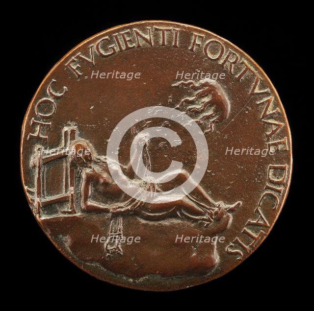 Female Figure Holding a Bridle [reverse], probably after 1502. Creator: Adriano Fiorentino.