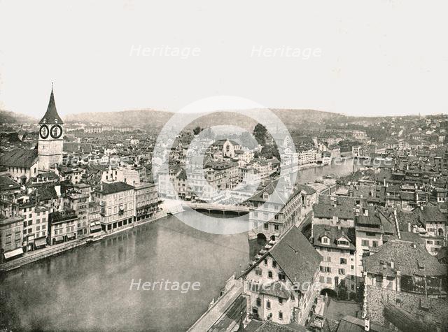 The Grosse Stadt and Kleine Stadt divided by the River Limmat, Zurich, Switzerland, 1895.  Creator: Unknown.