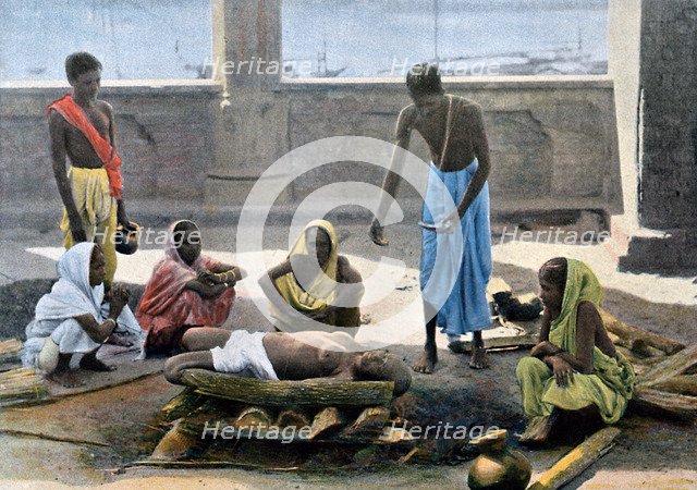 Cremation in India, c1890. Artist: Gillot