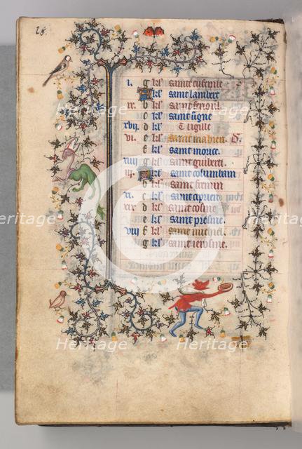 Hours of Charles the Noble, King of Navarre (1361-1425): fol. 9v, September, c. 1405. Creator: Master of the Brussels Initials and Associates (French).