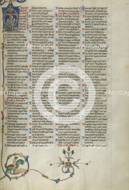 Initial A: Monk Seated; Glossary of Hebrew Names; Abbey Bible, about 1250-1262. Creator: Unknown.