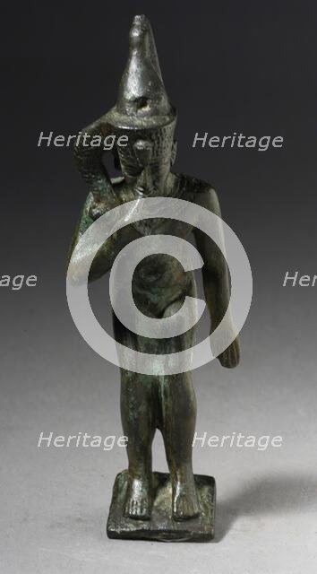 Harpocrates Figurine Wearing a Sidelock, 30th Dynasty-Ptolemaic Period (380-30 BCE). Creator: Unknown.