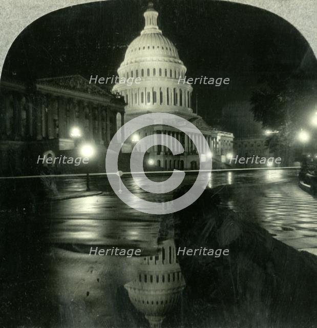 'The Dazzling Dome of the Capitol on a Rainy Night, Washington D.C.', c1930s. Creator: Unknown.