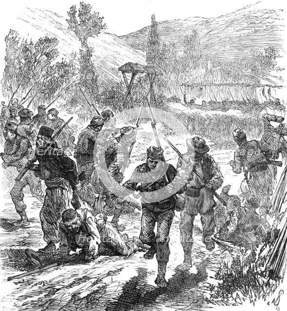 Sketches of the Insurrection in Servia; Fighting between Government Troops and Insurgents..., 1883.  Creator: Unknown.