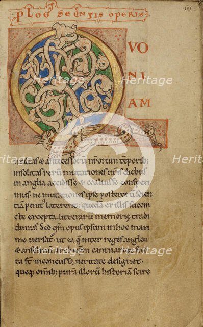 Inhabited Initial Q, about 1140-1150. Creator: Unknown.