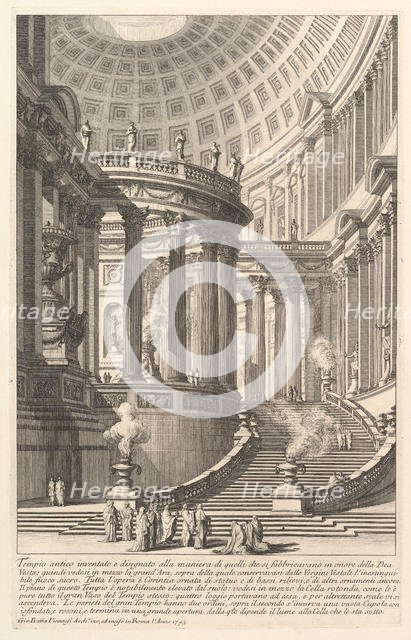 Imaginery ancient temple designed in the style of those built in honor of the Goddess ..., ca. 1750. Creator: Giovanni Battista Piranesi.