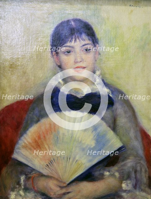 'Young Woman with a Fan', 1880. Artist: Pierre-Auguste Renoir