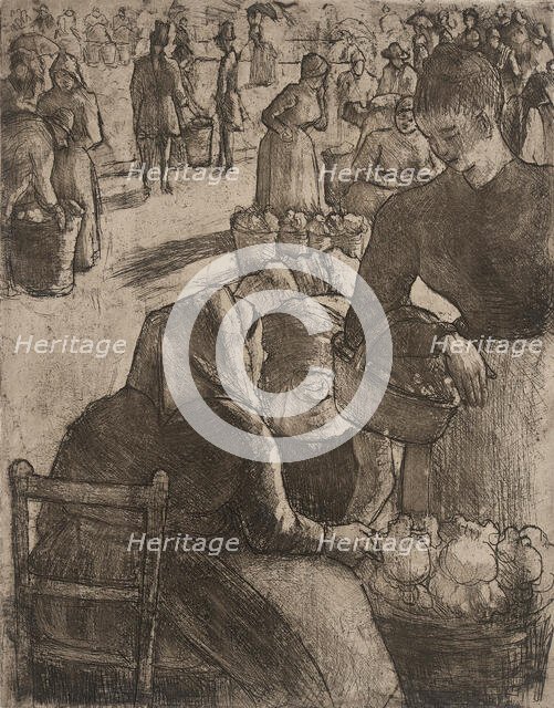 Marché aux Legumes à Pointoise, 1891. Creator: Camille Pissarro.