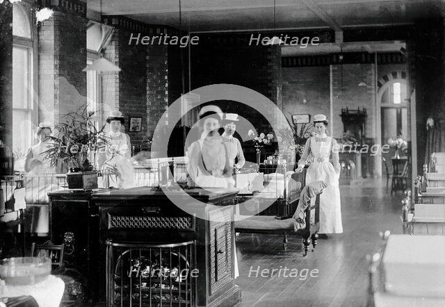 St Bartholomew's Hospital, London: nurses in a ward, c1908. Creator: Unknown.