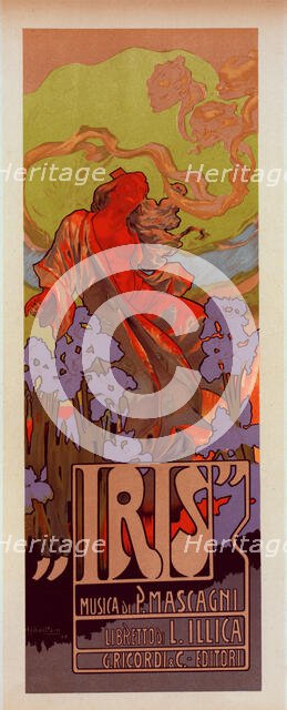 Affiche italienne pour l'opéra-comique "Iris", c1899. Creator: Adolf Hohenstein.
