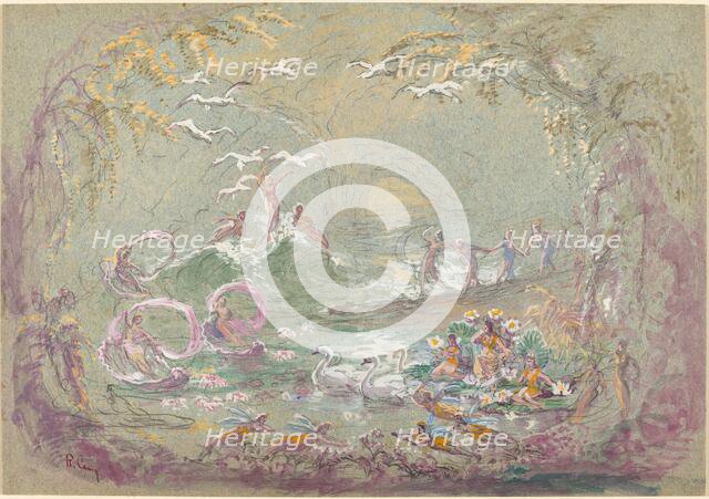 Lake Scene with Fairies and Swans. Creator: Robert Caney.