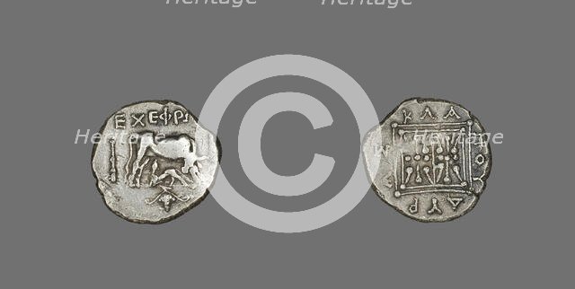 Coin Depicting Cow Suckling Calf, 229-100 BCE. Creator: Unknown.