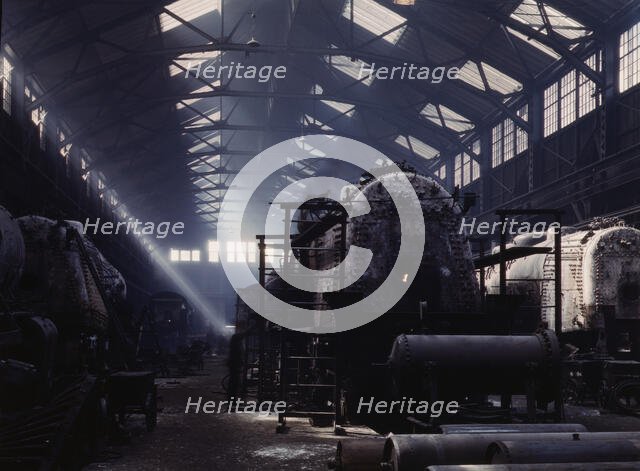 Santa Fe R.R. locomotive shops, Topeka, Kansas, 1943. Creator: Jack Delano.