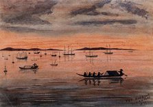 Singapore: sunset over the harbour, 1879. Creator: John Edmund Taylor.
