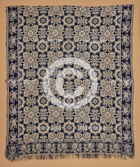 Bed Cover (Jacquard Coverlet), 1855. Creator: Samuel Graham.