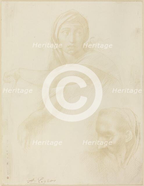 Study of Delphic Sibyl; Head of a Man. Creator: Alphonse Legros.