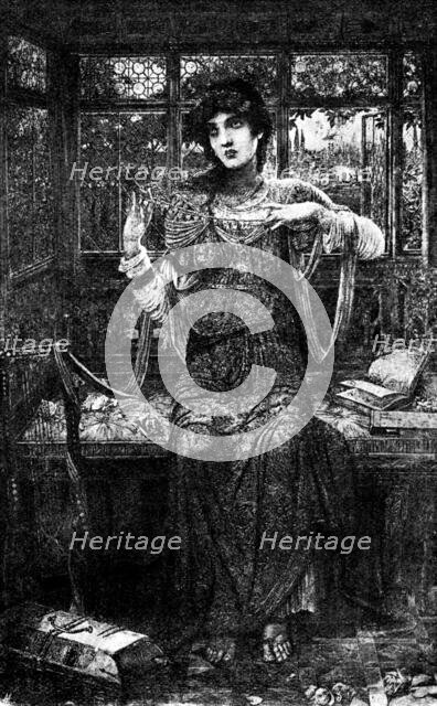 Pictures from the New Gallery: O Swallow, flying from the golden woods...J. M. Strudwick, 1895. Creator: George Meisenbach.