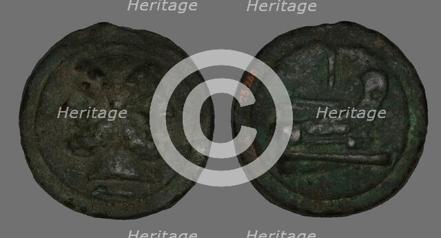 As (Coin) Depicting the God Janus, 225-217 BCE. Creator: Unknown.