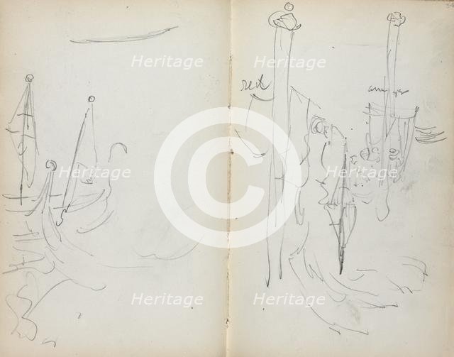 Italian Sketchbook: Venetian Harbor View (page 33 & 34), 1898-1899. Creator: Maurice Prendergast (American, 1858-1924).