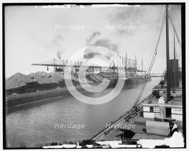 Ore at L.S. & M.S. Lake Shore and Michigan Southern Ry. docks, Ashtabula, Ohio, c1901. Creator: Unknown.