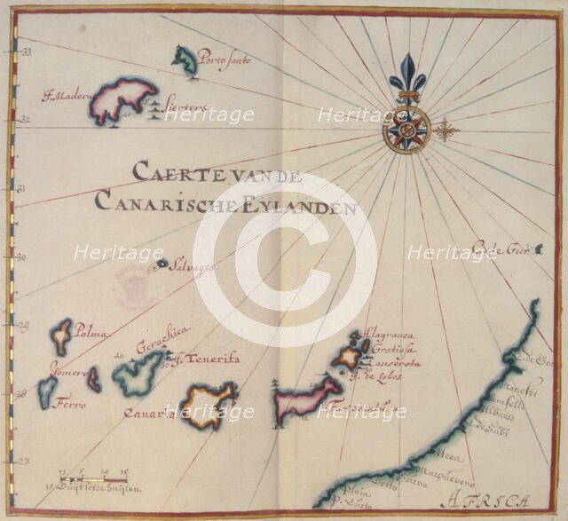 Map of the Canary Islands, 17th century. Creator: Unknown.