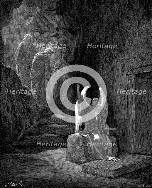 Angel showing Mary Magdalene and 'the other Mary' Christ's empty tomb, 1865-1866. Artist: Gustave Doré