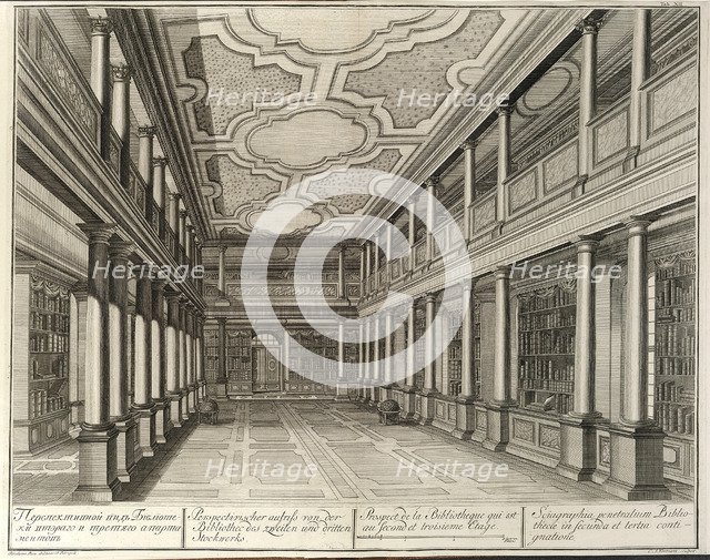 Library (From: The building of the Imperial Academy of Sciences), 1741. Artist: Wortmann, Christian Albrecht (1680-1760)