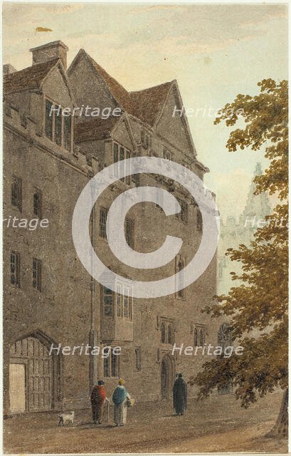 Old Magdalen Hall from the Gravel Walk Burnt Down A.D., 1815/16. Creator: Frederick Mackenzie.