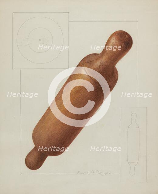 Dough Rolling Pin, c. 1937. Creator: Manuel G. Runyan.
